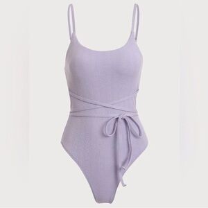 NWT Lavender Textured Tie One-Piece Swimsuit